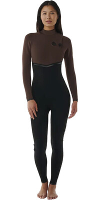 2024 Rip Curl Womens E-Bomb 4/3mm Zip Free Wetsuit 14KWFS - Chocolate Brown